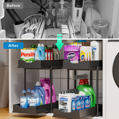 Space-Saving Pull-Out Double Layer Under Sink Organizer