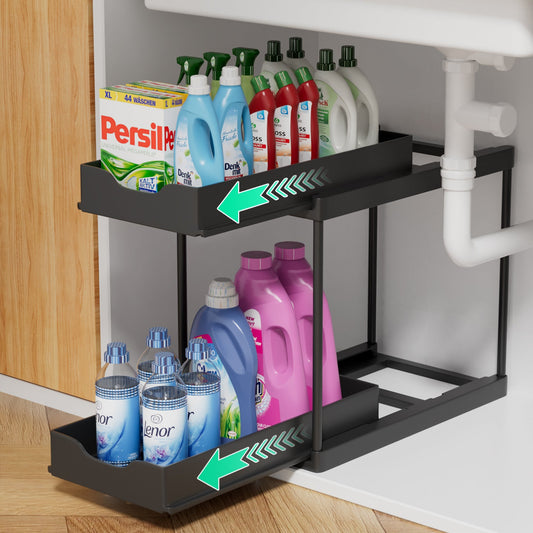 Space-Saving Pull-Out Double Layer Under Sink Organizer