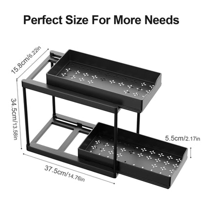 Space-Saving Pull-Out Double Layer Under Sink Organizer